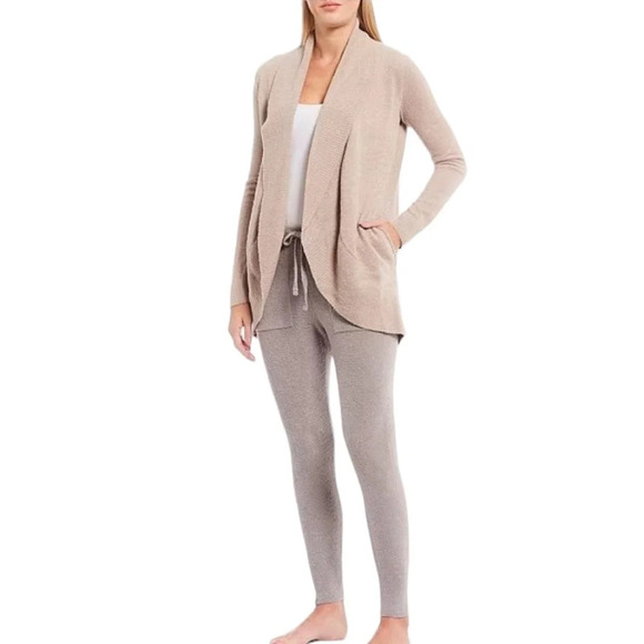 Barefoot Dreams Cozy Chic Lite Circle Open Front Cardigan Taupe Size Medium - Picture 2 of 9